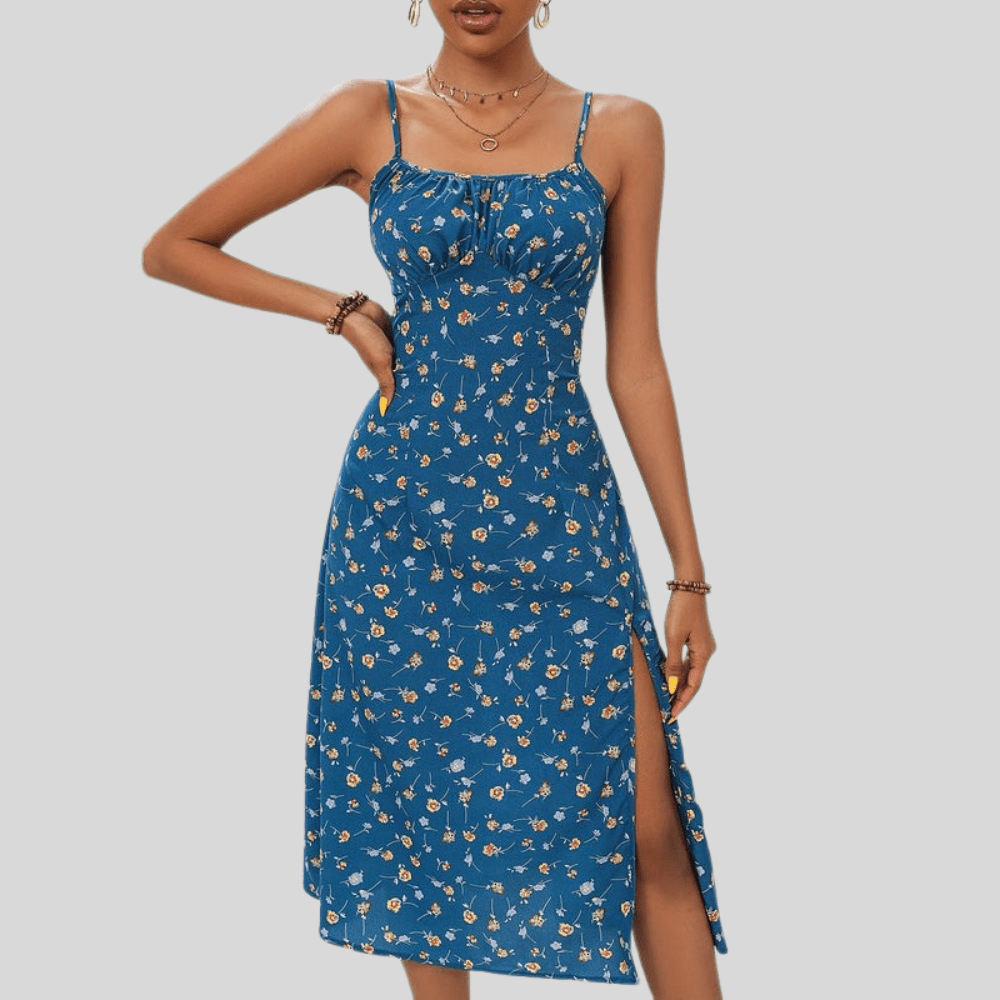 Polka Dot Slit Midi Summer Dress