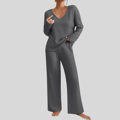 Long Sleeve Top And Wide Leg Pants Set