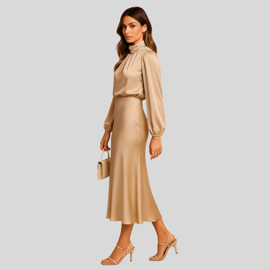 Chic High Waist Midi Dress