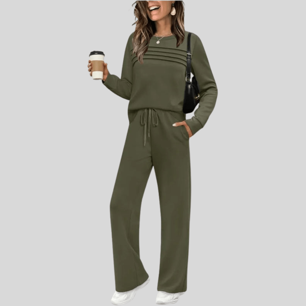 Long Sleeve T Shirt And Belted Pants Set