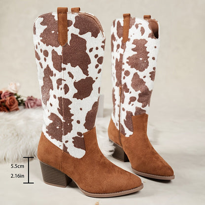 Icy Cow Print Western Boots