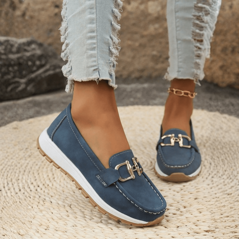 Cozy Buckle Flat Loafers