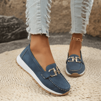 Cozy Buckle Flat Loafers