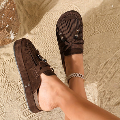 Fringe Bow Mule Slides