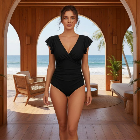 Ruffled V-Neck Swimsuit