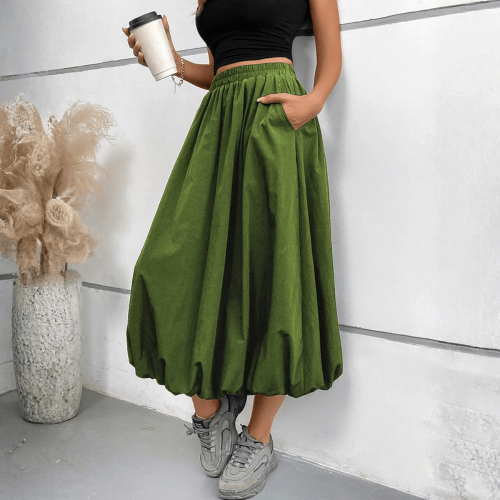 Graceful High Waist Midi Skirt