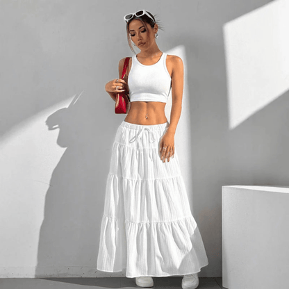 Breezy Tie Waist Midi Skirt