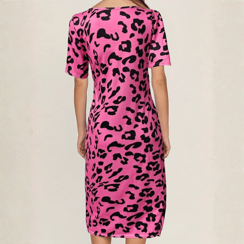 Casual Cow Print Midi Dress