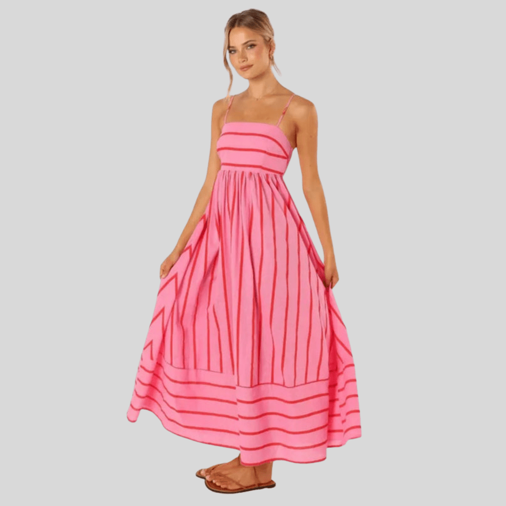 Striped Maxi Dress Backless