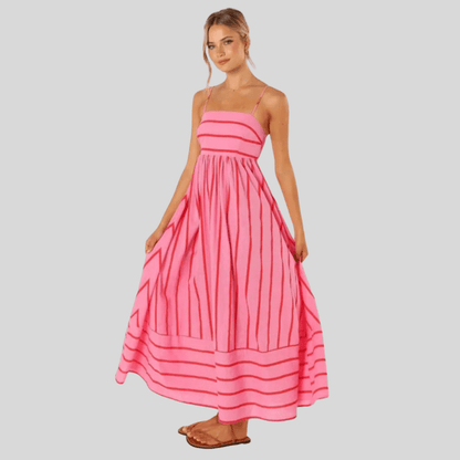 Striped Maxi Dress Backless