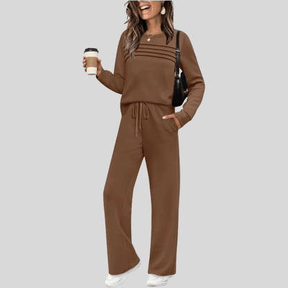 Long Sleeve T Shirt And Belted Pants Set