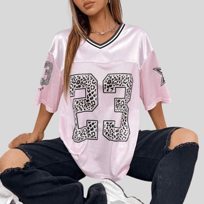 Oversized Animal Print V-Neck Top