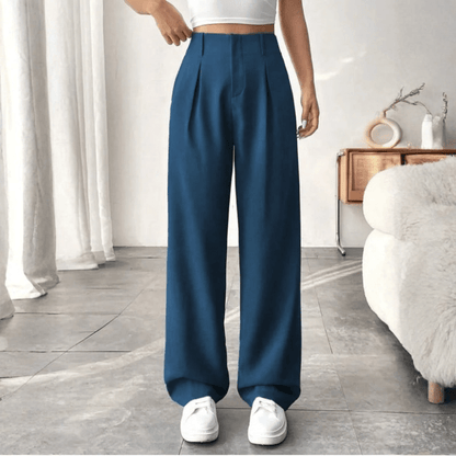 High Waisted Draped Wide Leg Pants