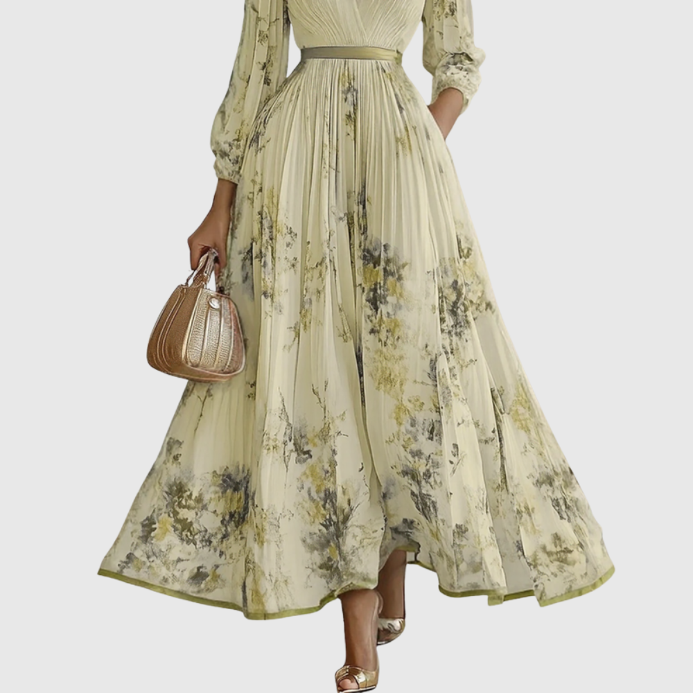 Elegant V Neck A Line Midi Dress