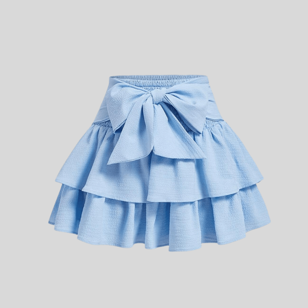 Playful Tiered Mini Skirt Bow