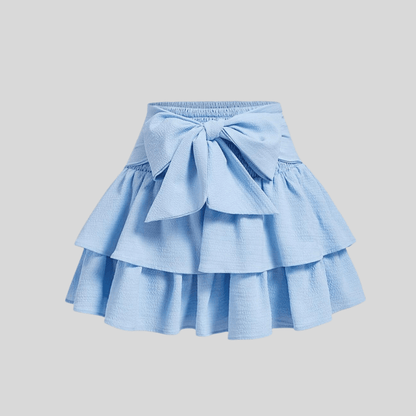 Playful Tiered Mini Skirt Bow