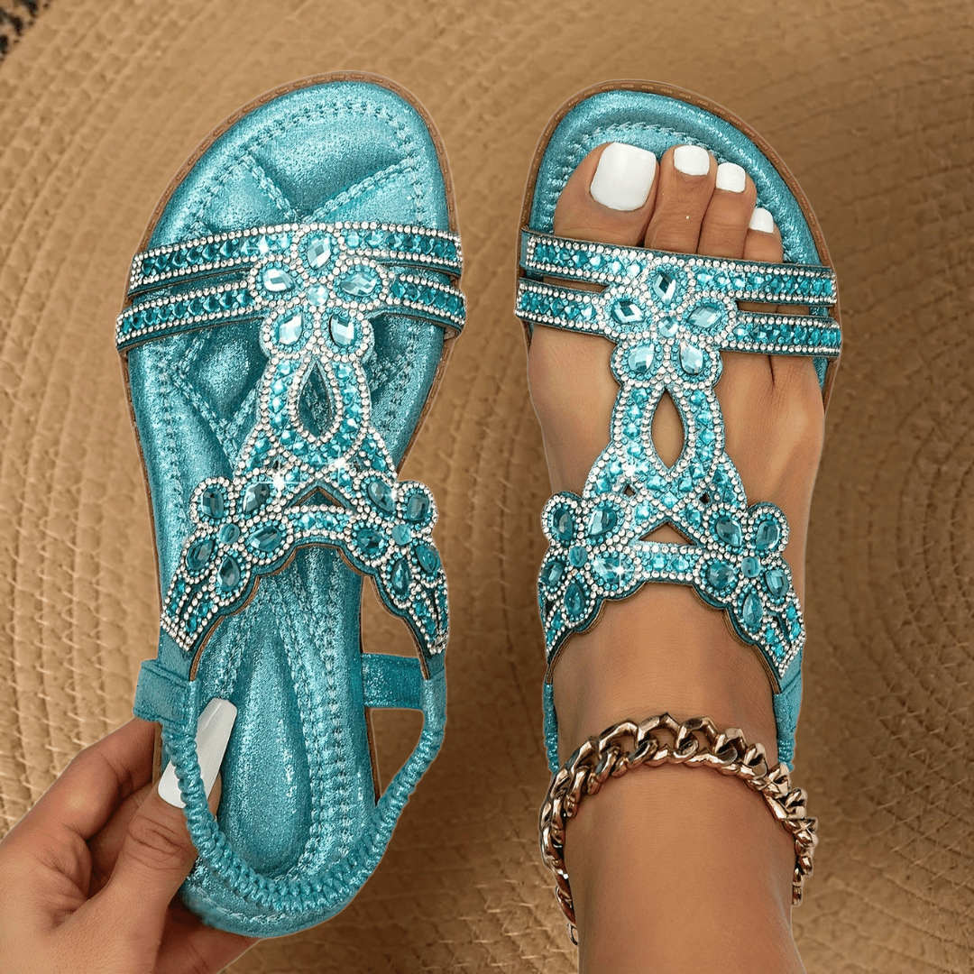 Sandalias planas con pedrería