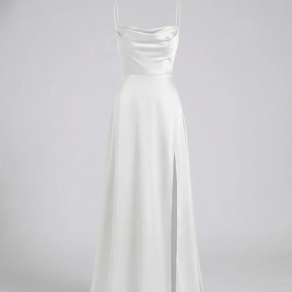 Elegant Cowl Neck Split Maxi Dress