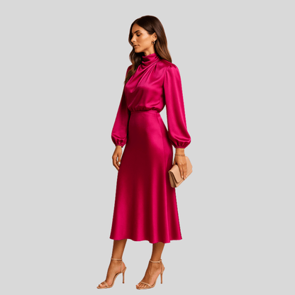 Chic High Waist Midi Dress