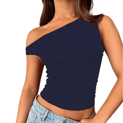 Asymmetrical Off Shoulder Crop Top