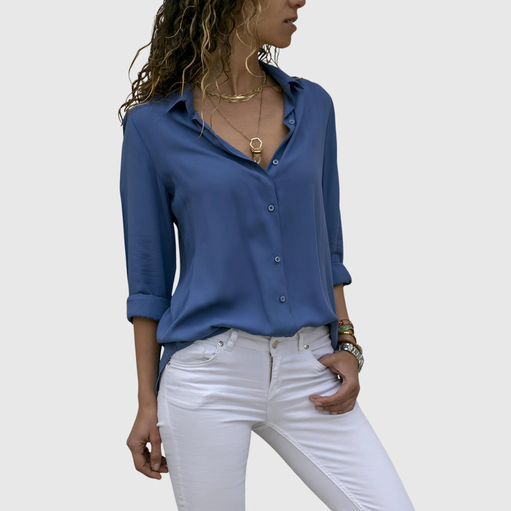Flowing V-Neck Elegant Style Blouse