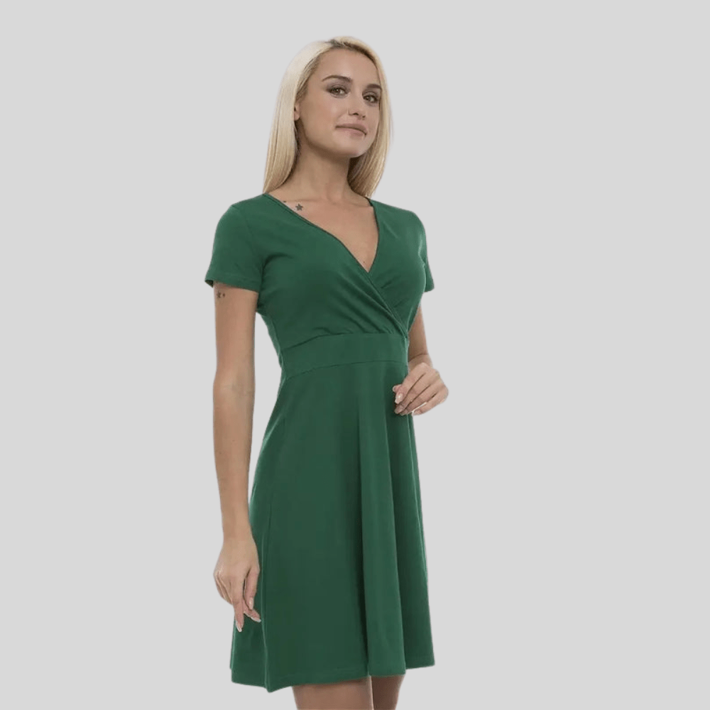 Sleek Mini Dress V Neck