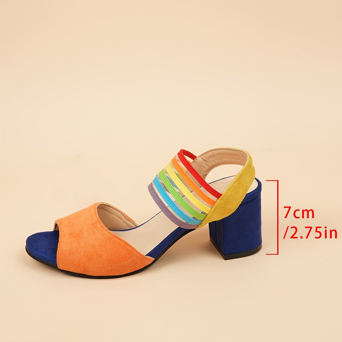 Colorblock Block Heel Sandals