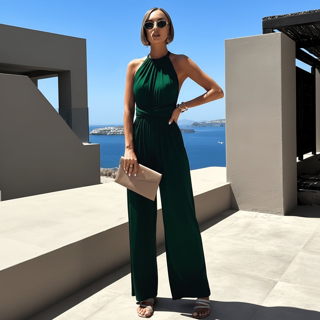 Deep Halter Neck Jumpsuits