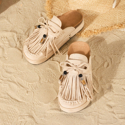 Fringe Bow Mule Slides