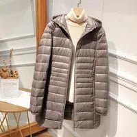 Quilted Hooded Longline Zip Puffer Coat