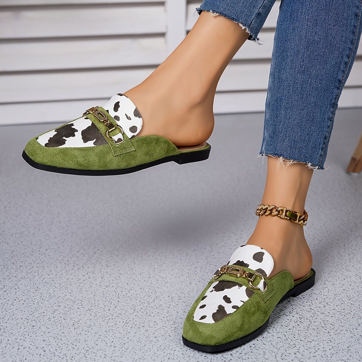 Square Toe Slip On Mule Loafers