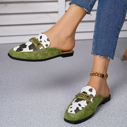 Square Toe Slip On Mule Loafers