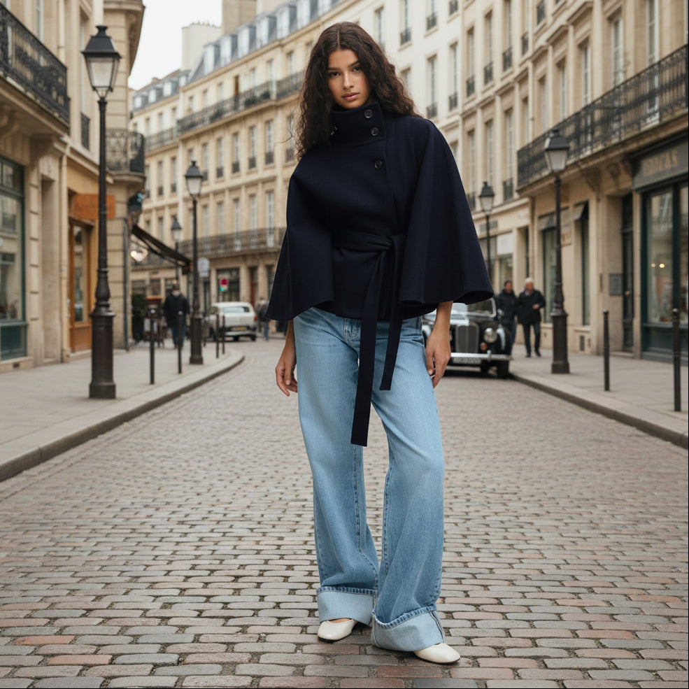 Cape-Parka mit Bindegürtel