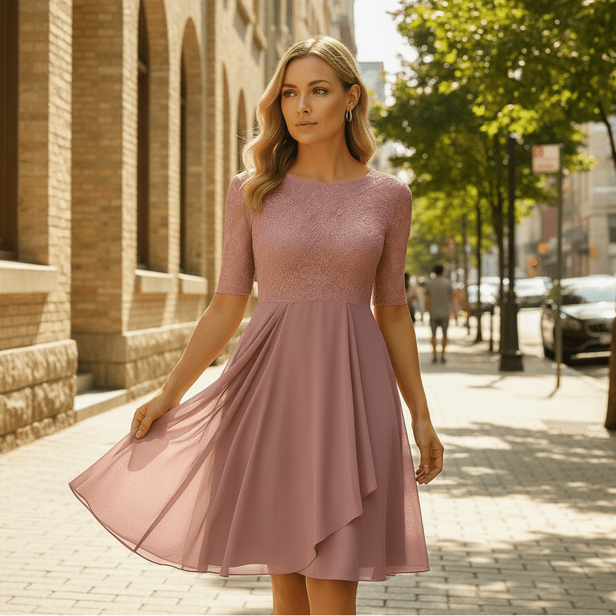 Half-Sleeve Evening Dress for Special Occasions