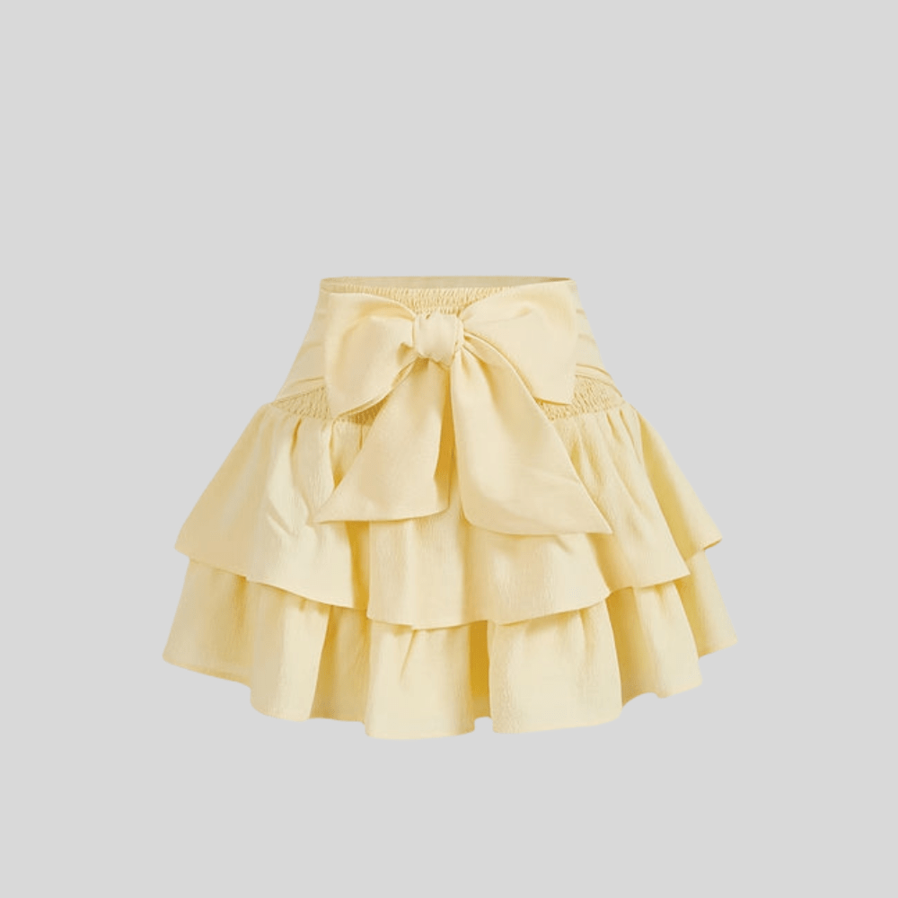 Playful Tiered Mini Skirt Bow