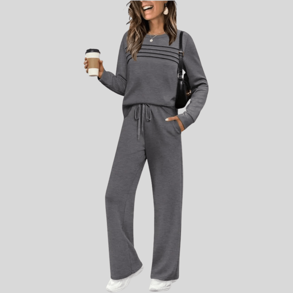 Long Sleeve T Shirt And Belted Pants Set