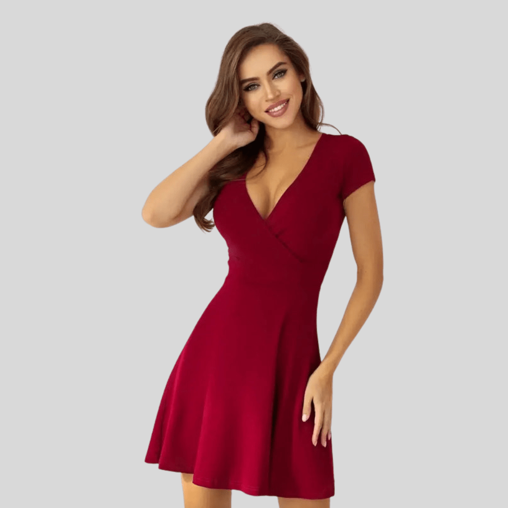 Sleek Mini Dress V Neck