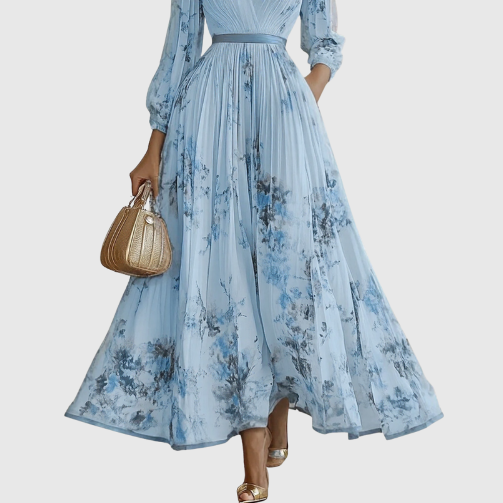 Elegant V Neck A Line Midi Dress