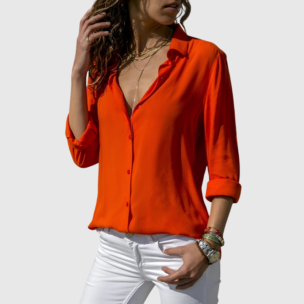 Flowing V-Neck Elegant Style Blouse