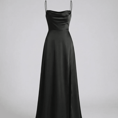 Elegant Cowl Neck Split Maxi Dress