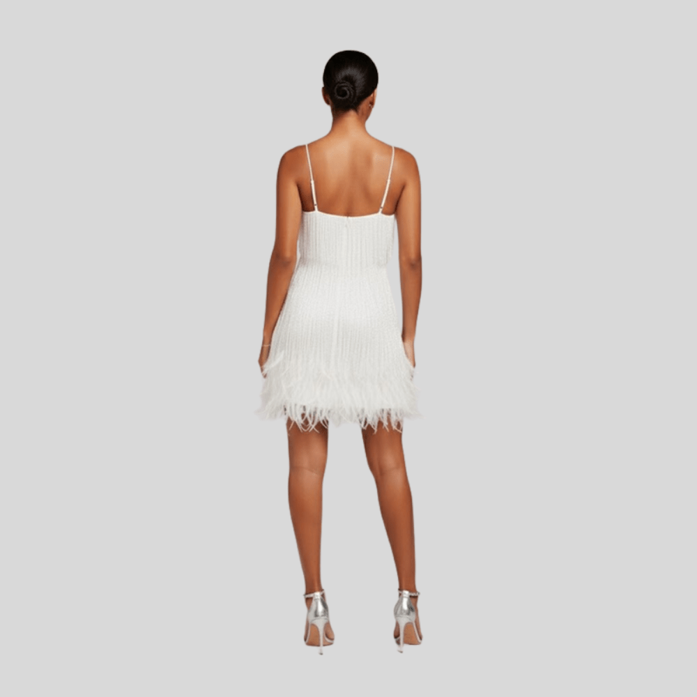 Glamorous Fringe Feather Cocktail Dress