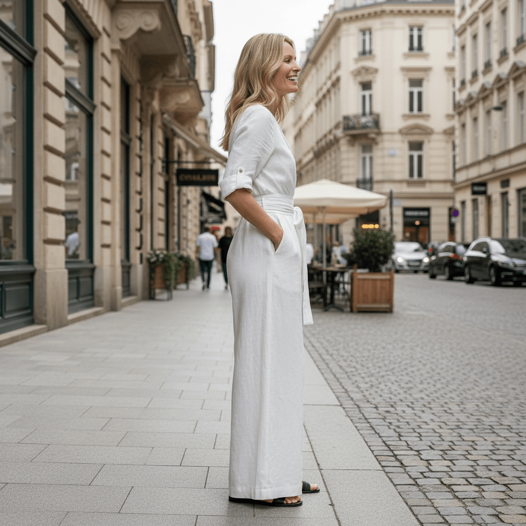 Defined Waist Cross Front Jumpsuit