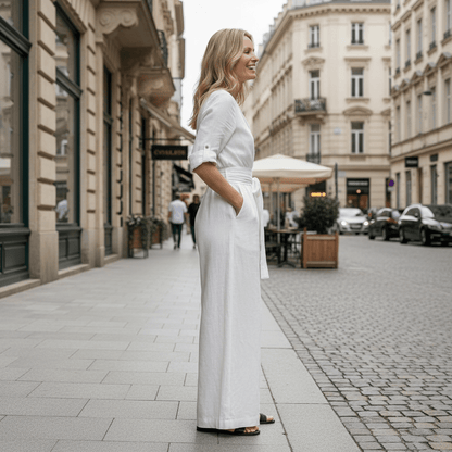 Defined Waist Cross Front Jumpsuit