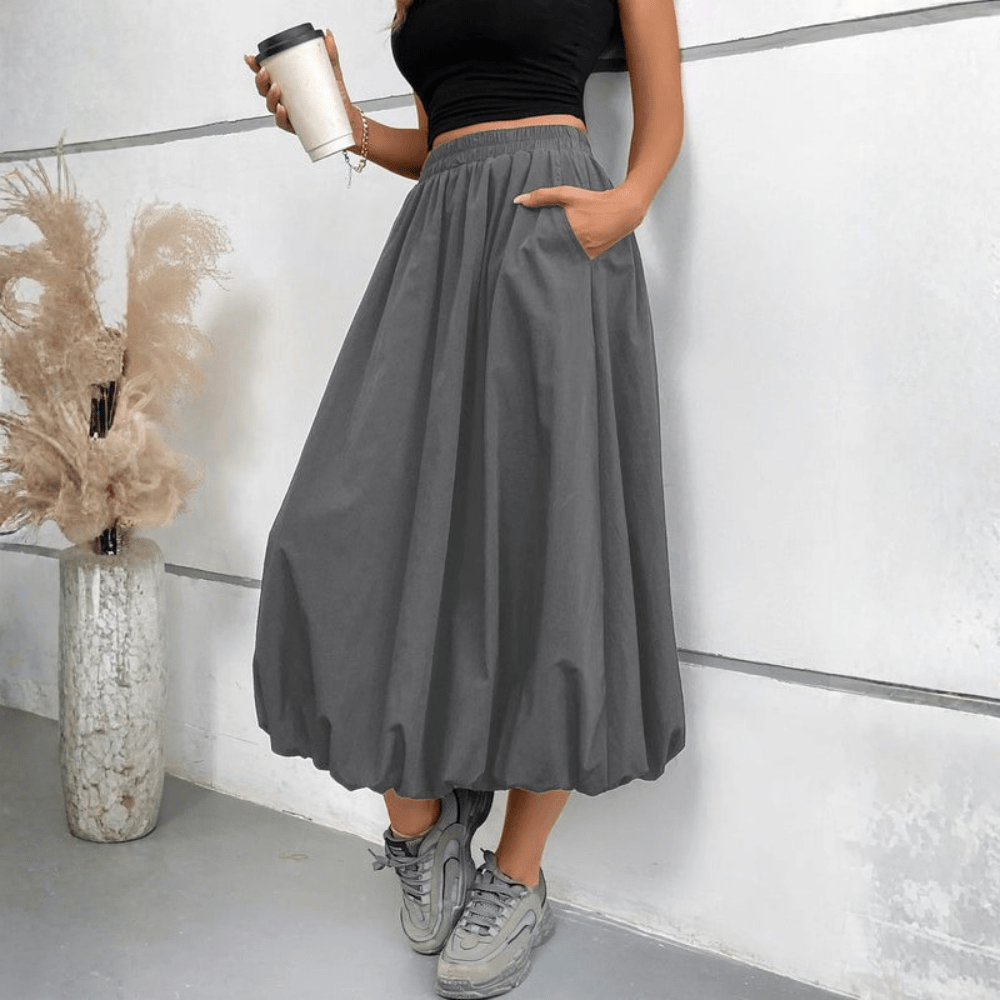 Graceful High Waist Midi Skirt