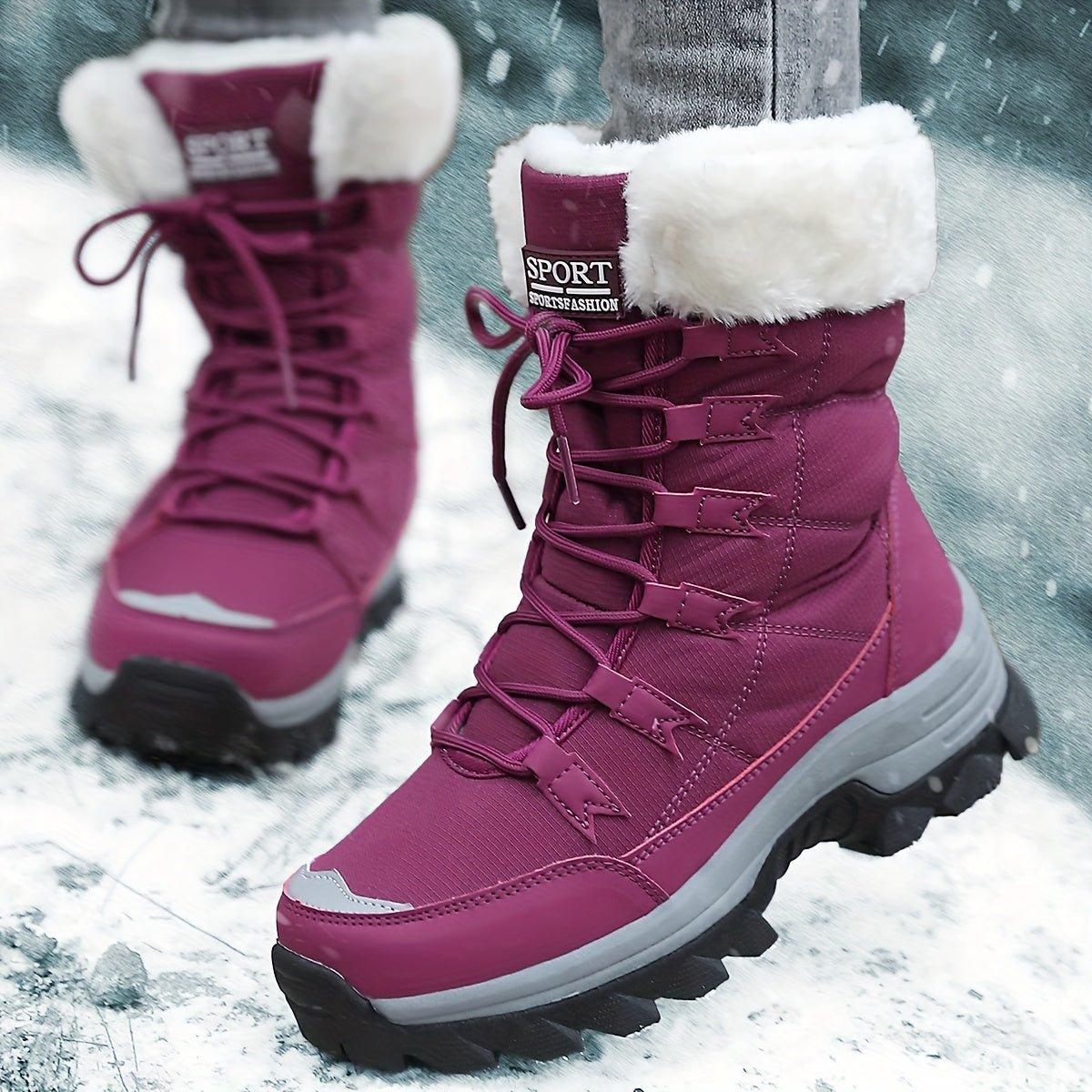 Damen-Schneestiefel mit Kunstfellmanschette