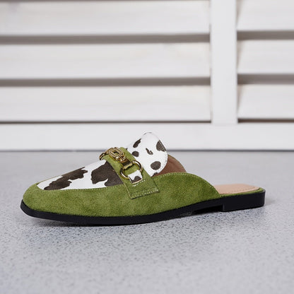 Square Toe Slip On Mule Loafers