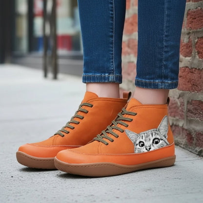 Playful Casual Cat Ankle Boots