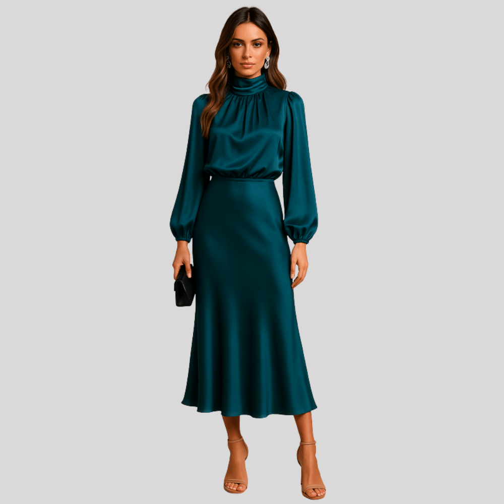 Chic High Waist Midi Dress
