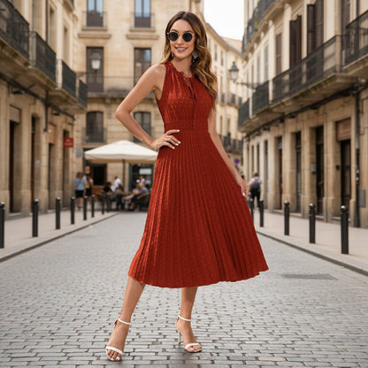 Pleated Halter Dress