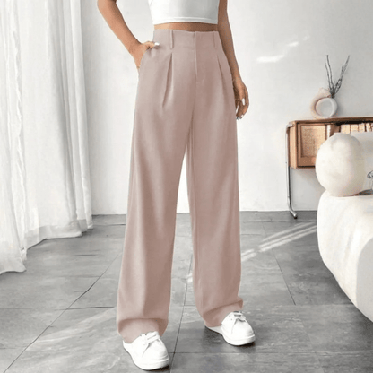 High Waisted Draped Wide Leg Pants
